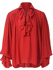 זול חולצות-ימי הביניים רנסנס סטימפונק חולצה פיראט אביר ויקינג תחפושות בגדי ריקוד גברים פיראט האלווין (ליל כל הקדושים) קרנבל הצגה מסיבה\אירוע ערב LARP מבוגרים חולצה