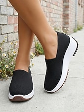 cheap Women's Sneakers-Women's Purple Breathable Knit Slip-On Sneakers - Lightweight Walking Shoes for Daily Walking, Travel, Work, Shopping, Fitness &amp; Everyday Wear