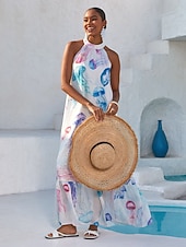 abordables Vestidos florales-Vestido largo de gasa con estampado de medusas etéreas