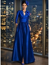 economico Lunghezza del pavimento-Linea ad A Sirena Tromba Tubino Colonna Lunghezza al pavimento Abito da invitata a nozze Abito Formale Abito da sera Abito da cerimonia per signora Manica 3/4 Mezza Manica Scollo a V Collo gioiello