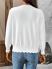 economico Cardigan Pieno-Per donna Felpa Cardigan Elegante Moda Streetwear Tinta unica Scollo a V Bottoni Lavorato a maglia Manica Lunga Top Regolari Maglia Quotidiano All'aperto Weekend Nero Bianco Estate Primavera