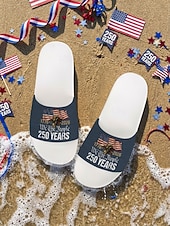 economico Scarpe da uomo-sandali da uomo per il 250° anniversario degli Stati Uniti: comode calzature patriottiche con stampa di bandiera per spiaggia, barbecue, sfilate e celebrazioni estive