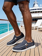 ieftine Bărbați-Espadrile slip-on bleumarin pentru bărbați, cu partea superioară respirabilă și talpă de iută, croială confortabilă pentru ținute de insulă și croazieră, ținute de plajă și activități de agrement