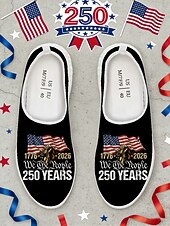 Недорогие Женская обувь-Женские патриотические слипоны — удобные и дышащие сетчатые зеленые туфли с изображением американского флага для парадов, Дня независимости 4 июля, 250-летия США и национальных торжеств.