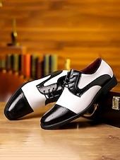 preiswerte Derby Schuhe-Schwarze und weiße Oxford-Schuhe für Herren aus Kunstleder, elegante Hochzeitsschuhe für Bräutigam und Hochzeitsgesellschaft