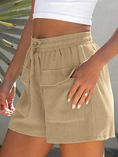 economico Pantaloncini sportivi-Per donna Pantaloni da tuta Chinos Shorts Vacanza Moda Streetwear Corto Vita Alta Semplice Tasca Fascia Elastica Comodo Comodità Morbido Elasticizzato All'aperto Streetwear Nero Bianco Viola chiaro