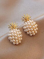 Χαμηλού Κόστους Γάμος ACC-Γυναικεία σκουλαρίκια με κρεμαστό κόσμημα από ψεύτικο μαργαριτάρι ανανά, κομψά τροπικά κοσμήματα, ντελικάτα νυφικά σκουλαρίκια vintage για γάμους, πάρτι, βραδινές εκδηλώσεις και ειδικές περιστάσεις