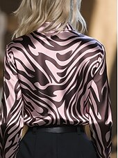 preiswerte Kunst &amp; Design Blusen-Damen Hemd Grafik Geometrisch Vintage Stilvoll Modern Langarm Hemdkragen Normale Oberteile Täglich Ferien Blau Erröten Sie Rosa Rosa Hellgrau Sommer Frühling