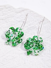 ieftine Accesorii-Cercei acrilici cu trifoi pentru femei, cu tematică de Ziua Sfântului Patrick, cercei ușori cu trifoi și sclipici, bijuterii verzi irlandeze în mai multe stiluri, perfecți pentru parade de sărbători, petreceri și ținute festive.