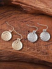 Χαμηλού Κόστους Γυναικείο Σκουλαρίκι-Γυναικεία μποέμ σκουλαρίκια με σφυρήλατο δίσκο, κρεμαστά σκουλαρίκια από ελαφρύ κράμα αλουμινίου, πολύχρωμα vintage chic κοσμήματα για γυναίκες, ιδανικά για καθημερινή χρήση, για διακοπές, παραλία και πάρτι