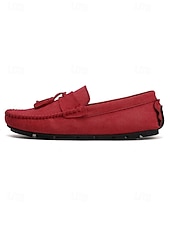 abordables Hommes-Mocassins rouges pour homme en similicuir, décontractés et confortables, parfaits pour les soirées en station balnéaire et les dîners en plein air.