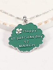 ieftine Accesorii-Colier pentru femei cu trifoi de Ziua Sfântului Patrick, pandantiv verde cu breloc din aliaj durabil, mai multe stiluri, inclusiv trifoi și potcoavă, bijuterii festive irlandeze pentru parade, petreceri și ținute de sărbătoare.