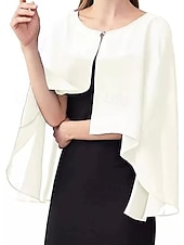 cheap Cape-Women's Wrap Mother's Wraps Bridal's Wraps Wedding Guest 's Wraps Cape Elegant Ladies Formal Style Sleeveless Chiffon Wedding Wraps With Pure Color For Daily Summer