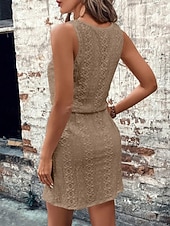 preiswerte Weißes Kleid-Damen Minikleid A Linie Kleid Sommerkleid Lässig Täglich Normale Passform Einfach Ärmellos U-Ausschnitt Blau Schwarz Weiß Königliches Blau Sommer Frühling