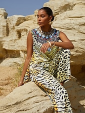 billige Grafisk tank-Lady Lionheart silkemyk sateng ermeløs topp