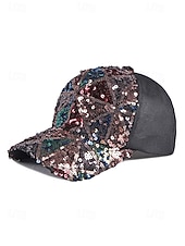 baratos Acessórios de férias-Boné feminino multicolorido estilo boho com lantejoulas, poliéster respirável, perfeito para férias e uso casual no dia a dia.