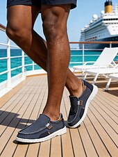 ieftine Bărbați-Espadrile slip-on bleumarin pentru bărbați, cu partea superioară respirabilă și talpă de iută, croială confortabilă pentru ținute de insulă și croazieră, ținute de plajă și activități de agrement