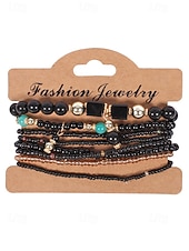 levne Dovolená příslušenství-Dámské vícebarevné korálkové náramky z pryskyřice a slitiny v bohémském stylu, moderní a zářivý vzhled, ideální na dovolenou i pro běžné nošení.