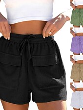 economico Pantaloncini sportivi-Per donna Pantaloni da tuta Chinos Shorts Vacanza Moda Streetwear Corto Vita Alta Semplice Tasca Fascia Elastica Comodo Comodità Morbido Elasticizzato All'aperto Streetwear Nero Bianco Viola chiaro