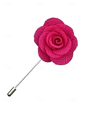 tanie Wesele ACC-Ręcznie wykonana męska broszka z motywem róży - elegancka butonierka z tkaniny poliestrowej na śluby, dodatki do garniturów pana młodego i drużbów, bale maturalne i imprezy - stylowa broszka z motywem kwiatowym w wielu kolorach