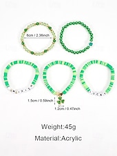 ieftine Accesorii-Set de brățări cu mărgele pentru femei de Ziua Sfântului Patrick, brățări cu pandantive din rășină și aliaj, bijuterii cu litere irlandeze cu trifoi în mai multe stiluri, perfecte pentru parade de sărbători, petreceri și ținute festive