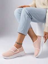abordables Zapatillas de mujer-Zapatos blancos sin cordones de malla transpirable para mujer: zapatos casuales ligeros para caminar para uso diario, viajes, jardinería y actividades de ocio.