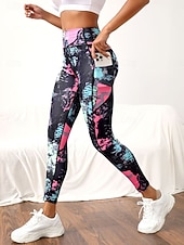economico -Per donna Pantaloni Pantaloncini anti sfregamento Moda Streetwear Essenziale Lunghezza intera Vita Alta Grafico Elastico in vita Confortevole Alta elasticità Palestra Yoga Streetwear Rosa Rosa scuro