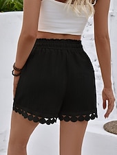 abordables Bermuda-Femmes Chinos Shorts Shorts d'été Vacances Mode Streetwear Court Taille haute Uni Cordon de serrage Dentelle Taille Élastique Confort Respirabilité Confortable Non Elastique Micro-Élastique Quotidien