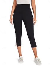 billiga Enkla Leggings-Dam Capribyxor Sommarshorts Damasker Mode Streetwear Grundläggande Vadlängd Hög midja Slät Elastisk midja Mateial som andas Bekväm Elastisk Dagligen Semester Gym Mörkgrå Svart Marinblå Sommar Vår