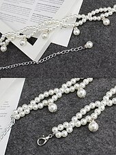 economico Matrimonio ACC-cintura da donna con catena in finte perle, elegante accessorio per abito da sposa, delicato gioiello regolabile per matrimoni, feste, eventi serali e occasioni formali
