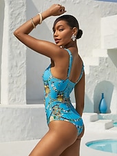 abordables trajes de baño de diseñador-Traje de baño de una pieza vintage para vacaciones