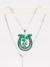 ieftine Accesorii-Colier pentru femei cu trifoi de Ziua Sfântului Patrick, pandantiv verde cu breloc din aliaj durabil, mai multe stiluri, inclusiv trifoi și potcoavă, bijuterii festive irlandeze pentru parade, petreceri și ținute de sărbătoare.