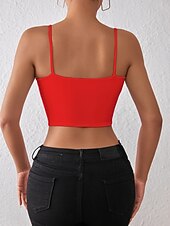 voordelige Gewone Tank-Dames Blouse Hemdje Tanktop Blote rug Effen Sexy Casual Mouwloos Bandje Croptops Dagelijks Feestdagen Uitgaan Zwart Wit Rood Oranje Bruin Zomer Lente