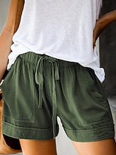 preiswerte Bermudashorts-Damen Shorts Sommershorts Baggy-Shorts Urlaub Mode Streetwear Kurz Hohe Taille Einfach Kordelzug Tasche Elastischer Bund Atmungsaktivität Bequem Unelastisch Täglich Urlaub Straße Hellgrau Schwarz