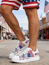  Sneakers slip-on bianche da uomo per il 250° anniversario degli Stati Uniti: comfort elegante per tutti i giorni con suola in gomma resistente per un abbigliamento casual, versatili per tutte le occasioni