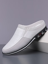 cheap Loafers-Men's Faux Leather White Slip-On Loafers, Comfortable and Stylish, Perfect for Beach Wedding and Summer Events