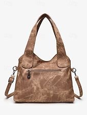 Χαμηλού Κόστους Τσάντακι &amp; Totes-Γυναικεία τσάντα ώμου vintage από απομίμηση δέρματος, μεγάλης χωρητικότητας μετατρέψιμη τσάντα χειρός με λαβή στο πάνω μέρος και λουράκι χιαστί, ρετρό casual τσάντα μεταφοράς για γυναίκες, ιδανική για καθημερινή χρήση, διακοπές και ταξίδια