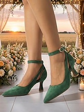 economico Madre della Sposa/Sposo-décolleté da donna con tacco a gattino e cinturino alla caviglia color albicocca: eleganti scarpe per la mamma della sposa per matrimoni all'aperto in giardino