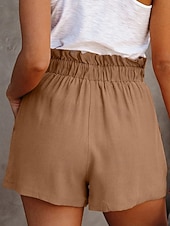cheap Bermuda Shorts-Women's Bermuda shorts Shorts Summer Shorts Baggy Shorts Vacation Fashion Streetwear Short High Waist Plain Drawstring Pocket Elastic Waist Comfort Breathability Inelastic Daily Vacation Street Black