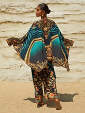 economico camicie, top e camicette-camicia in chiffon con maniche dolman con motivo vintage per le vacanze