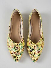 preiswerte Ballerinas für Damen-Gelbe Ballerinas mit Print für Damen – farbenfrohes Punktmuster, spitze Zehenpartie, bequemer Tragekomfort für jeden Tag, ideal für Freizeitaktivitäten, Brunch, Shoppingtouren und Reisen.