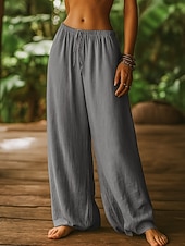 economico gamba larga e vita alta-Per donna Gamba larga Chinos Pantaloni Estivi Pantaloni Vacanza Essenziale Casual Lunghezza intera Vita Alta Semplice Tasca Fascia Elastica Comodo Comodità Morbido Micro-elastico Quotidiano