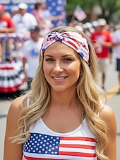 economico Accessori-Stati Uniti 250° Anniversario Fascia per Capelli in Poliestere Patriottica da Donna Wrap per Capelli in Elastico Estensibile con Molti Stili di Bandiera USA Leggera e Confortevole Festiva per il