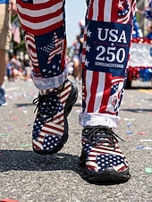 billiga Skor för män-USA:s 250-årsjubileum Herr America atletiska sneakers - USA-flagga tryck lätta löparskor Dämpad sula patriotiska träningsskor för 4 juli firande parader