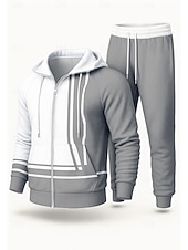 levne teplákové soupravy-Pánské Kapuce Tepláková souprava Dvoudílná tepláková souprava Šňůrky Zapni Barevné bloky Celotělové oblečení Podzim Zima Žlutá Červená Určení Venkovní Cestování Lehká váha Módní Dlouhý rukáv Sport