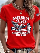 ieftine Ziua Independenței Top-Ziua Independenței Americane Pentru femei Tricou Imprimeu Grafic Ziua Independenței Epocă Stilat Clasic Manșon scurt Stil Nautic Topuri obișnuite Zilnic Albastru piscină Negru Alb Roz Îmbujorat