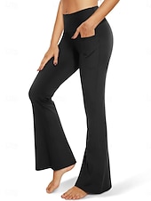 preiswerte Einfarbige Leggings-Damen Hose Freizeithose Schlag-Leggings Mode Streetwear Basic Volle Länge Hohe Taille Einfach Tasche Elastischer Bund Bequem Dehnbar Täglich Innen Yoga Schwarz Marineblau Dunkelgray Frühling Herbst