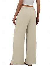 ieftine picior lat și talie înaltă-Pentru femei Pantaloni Pantaloni casual Drept Modă Șic Stradă De Bază Lungime totală Talie Înaltă Simplu Cordon Buzunar Talie elastică Comfortabil Inelastic Zilnic Vacanță Stradă Negru Bleumarin