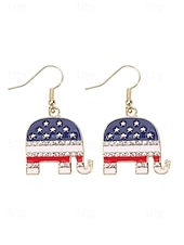 economico Accessori-Orecchini pendenti patriottici in lega per donne per il 250° anniversario degli Stati Uniti stili multipli della bandiera USA e cuori gioielli dichiarativi rossi bianchi e blu per feste e festival