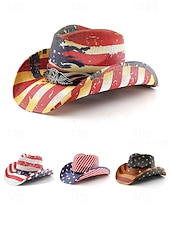 levne Příslušenství-250. výročí Spojených států pánský slaměný westernový klobouk s potiskem vlastenecké vlajky prodyšný tkaný fedora styl v několika designech festivalové prázdninové a volnočasové nošení
